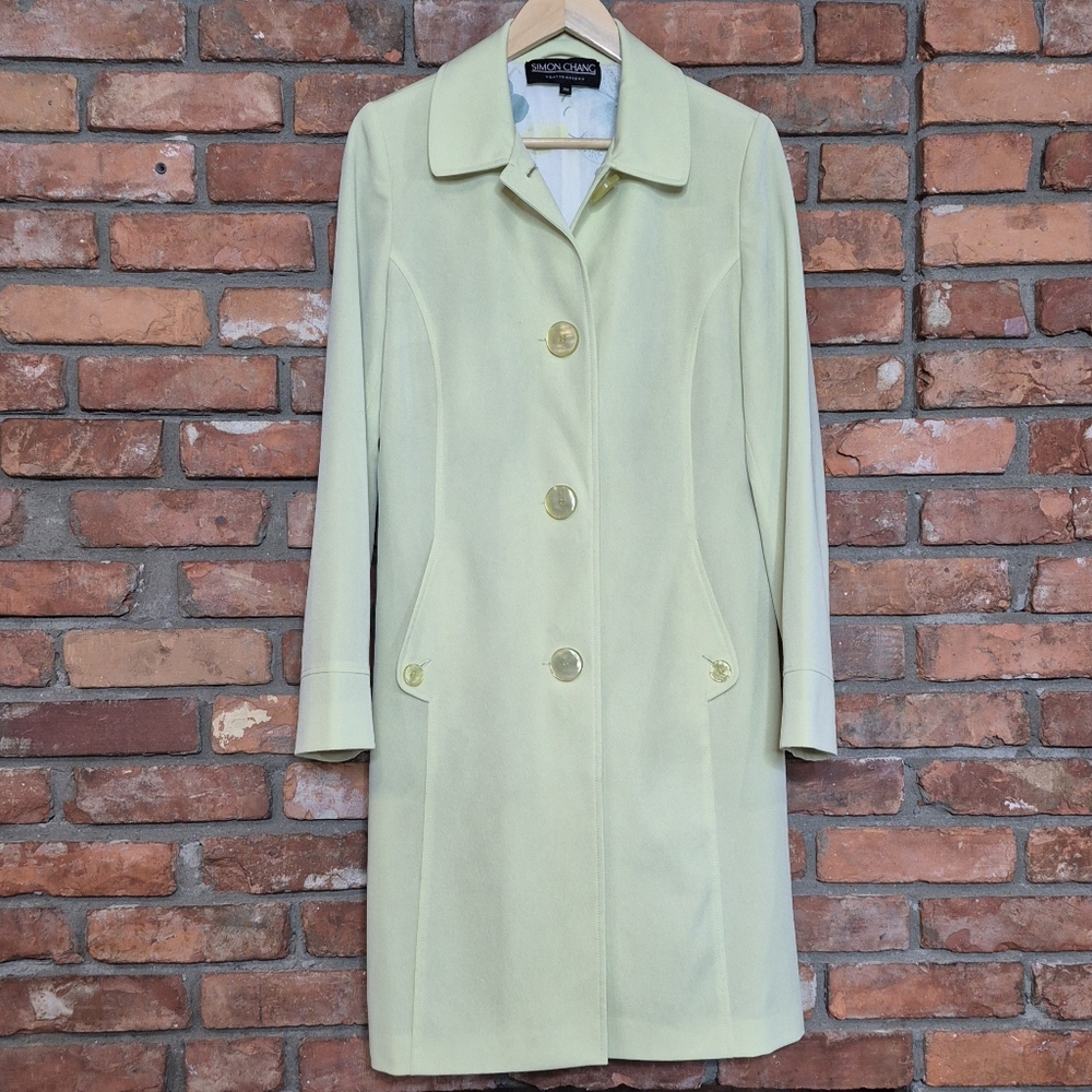 Simon Chang Pistachio Green Tailored Coat 7/8 Spring Topper Jacket - Picture 2 of 10